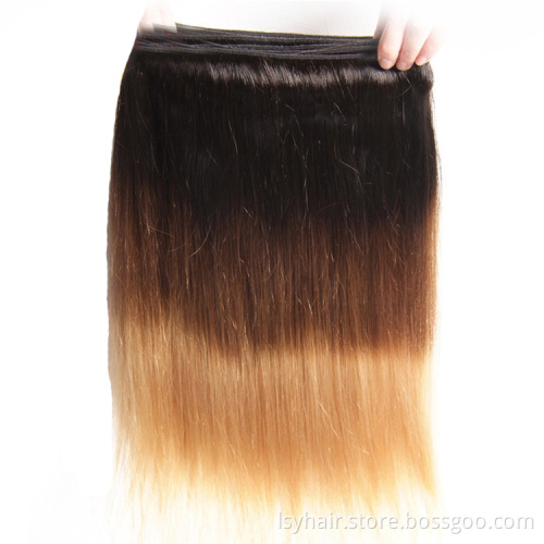 Brazilian Ombre Blonde Colored 3 Tones Peruvian Human Hair Weaves With Frontal, Brazilian Ombre Blonde Colored 3 Tones Hair